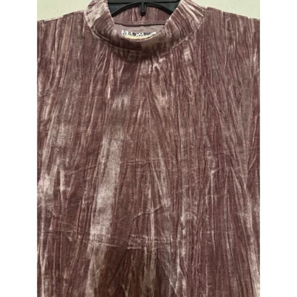 Anthropologie Pilcro Velvet Pink Rose Mock Neck Short-Sleeve Top Small New - Picture 6 of 6